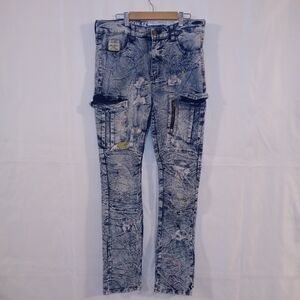 Reason Men's Skinny Jeans - Blue with Multicolor Accents